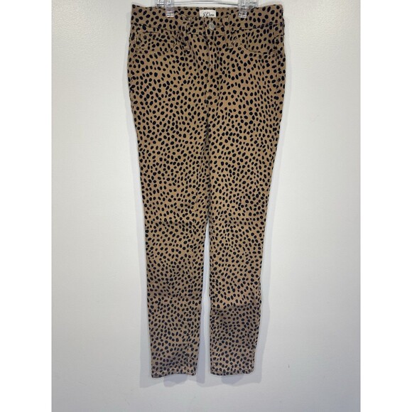 Women's J.CREW Leopard Print Size 24 Brown Skinny Denim Pants Classic timeless - Picture 1 of 6